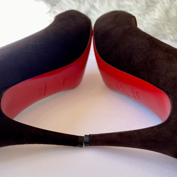 💎HP3X🎉LUXURY👠LOUBOUTIN👠Must Have Luxury Suede Peep Toe Stilletos - Picture 4 of 16